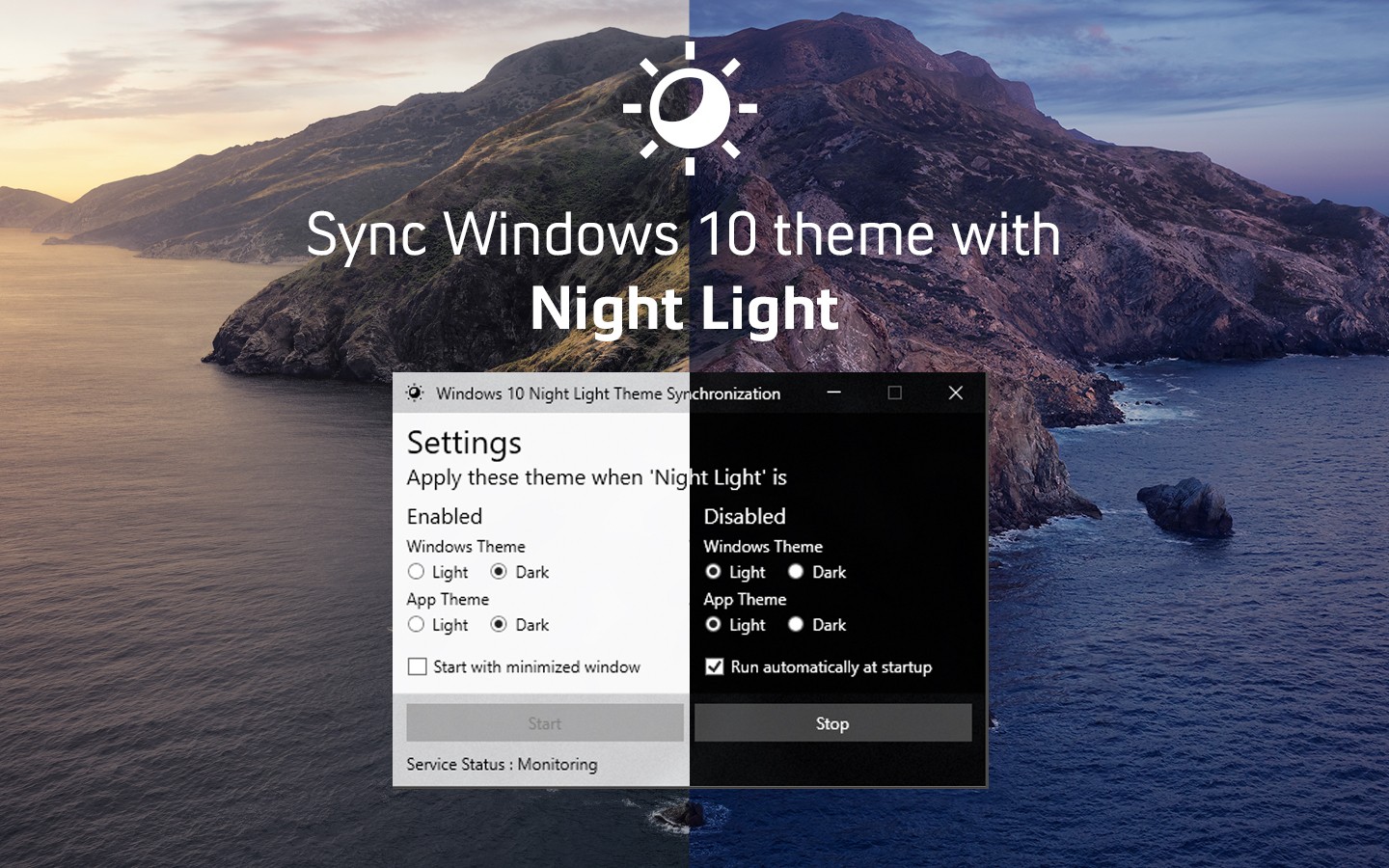 Windows 10 Night Light Theme Synchronization